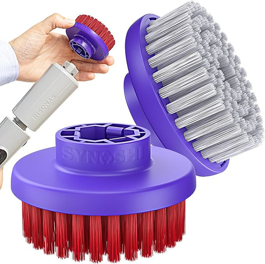 Synoshi PRO Round Brush Set (2 Units) for Electric Spin Scrubber Brush for Bathroom, Shower, Floor and Tiles. Electric Spin Scrubber Heads for Cleaning