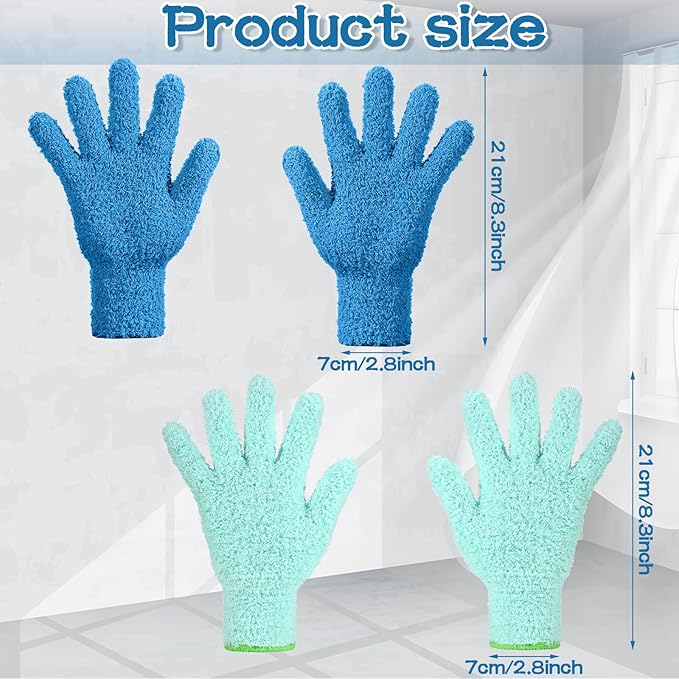 Potchen 6 Pcs Microfiber Dusting Mitt Gloves for Plants Washable Dusting Gloves for House Cleaning Furniture Car Washing