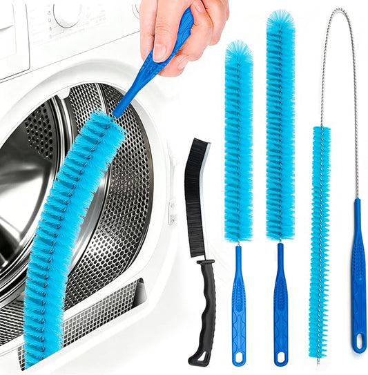 Dryer Vent Cleaner Kit，Refrigerator Coil Cleaning Brush，Includes Dryer Vent Brush, lint Brush for Dryer, Drain Cleaning Brush, and Appliance Brush Set for All Your Home Cleaning Needs
