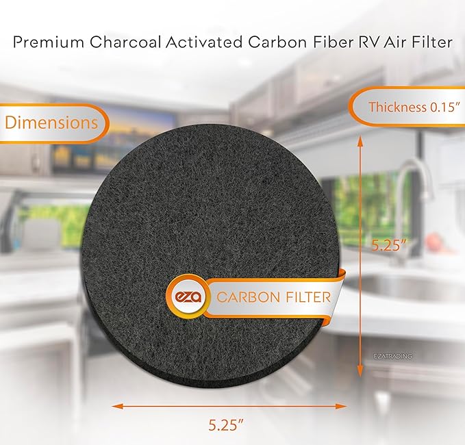 RV Premium Charcoal Activated Carbon Fiber Air Conditioner Filter - Air Duct AC Carbon Filter Replacement for RV AC Vent (8 Pack, 5.25" Round)