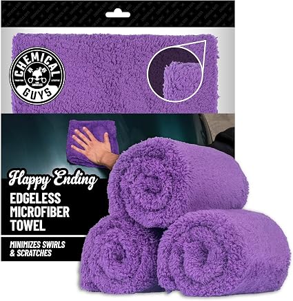 Chemical Guys, Happy Ending Ultra Plush Edgeless Microfiber Towel, Purple