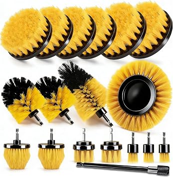 18 Pack Drill Brush Attachment Set, Power Cleaning Scrub Brushes for Drill, Extend Long Attachment, All Purpose for Car 