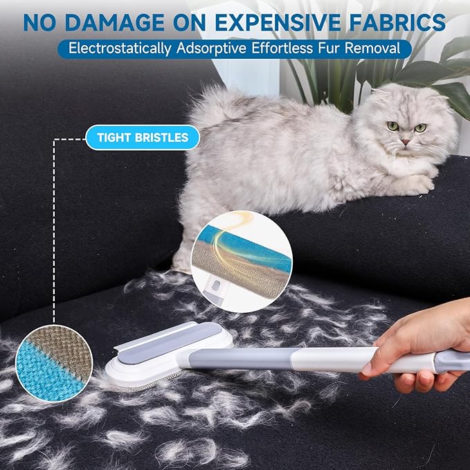 Cat and Dog Hair Remover for Couch & Furniture, Better Than Lint Rollers for Pet Hair, Reusable, Washable Fur Cleaner for Carpets, Clothing, Bedding, Portable Multi-Surface Tool for Home & Car