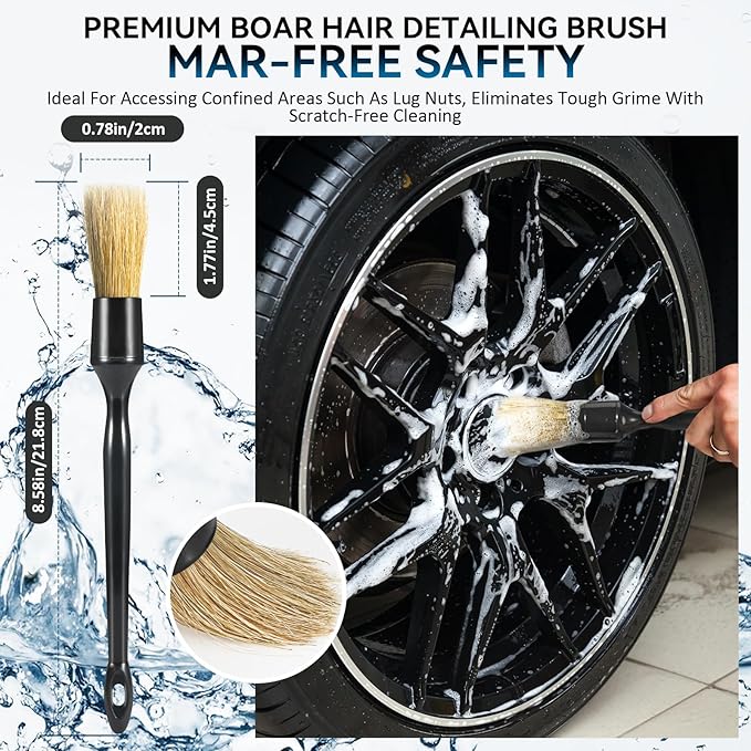 Tire Brushes for Cleaning Tires, Car Wheel Brushes for Cleaning Wheels, Rim Cleaner Brush for Car Detailing, Premium Wheel Cleaner Brush Kit Safe for Cars, Trucks, SUVs, RVs, Motorcycles