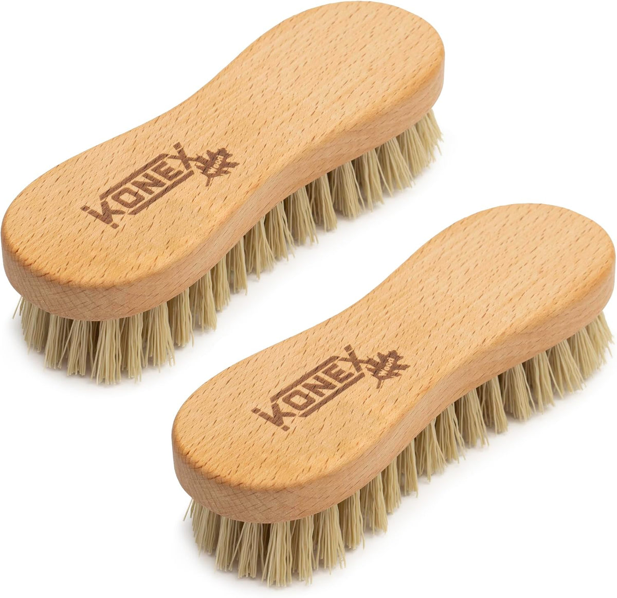 Peanut Scrub Brush, Wooden Hand Cleaning Brush, Stiff Nylon, 2 Pack