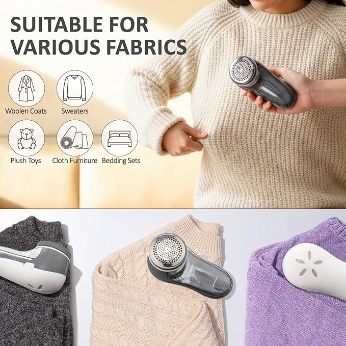 10 Pack Fabric Shaver and Lint Remover,Sweater Defuzzer with 20 Replaceable Blades,Fuzz Remover Furniture Sweater Shavers to Remove Pilling, Battery Operated, Gray