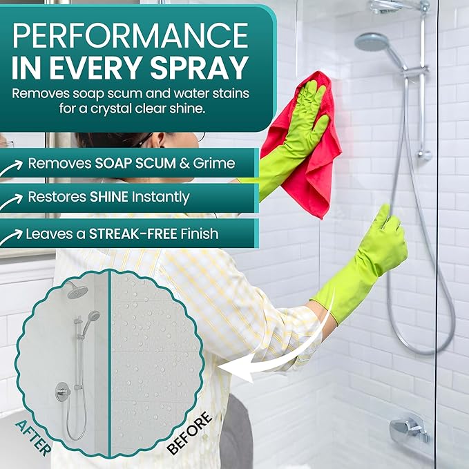 Fixture Shield Revive Kitchen and Bathroom Cleaner with SiO₂ Multi‑Surface Cleaner Spray for Home Cleaning – Streak‑Free Stainless Steel, Glass, Tile & Countertop Shine and Protectant