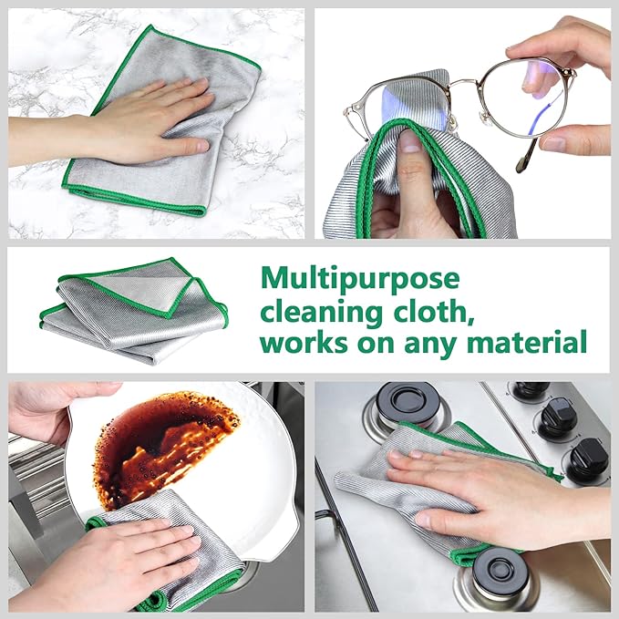 Airlab Glass Polishing Cloth Streak Free Miracle Cleaning Cloth Lint Free Microfiber Cleaning Rags for Glasses Kitchen Dish Mirrors Easy Clean, Pack of 6, 12" x 12"