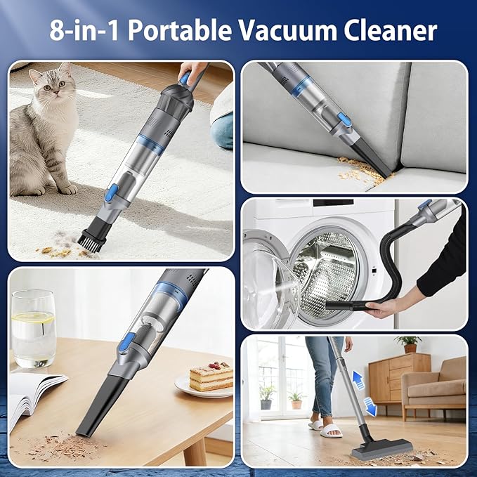 Handheld Vacuum Cordless, Powerful Suction with Portable Lightweight 1.75lb, Rechargeable Vacuum with One-Touch Empty, Multiple Accessories Handheld Vacuum for Car Home Pet Office