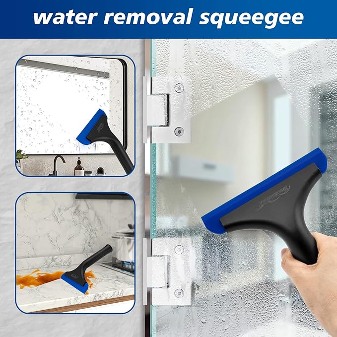 NEWISHTOOL Small Squeegee for Car Windows, Mirrors, Auto Glass, Super Flexible Silicone Squeegee Car Washing Windshield Squeegee, Silicone Squeegee for Shower Glass Door Cleaning Water Wiper, 2 Pack