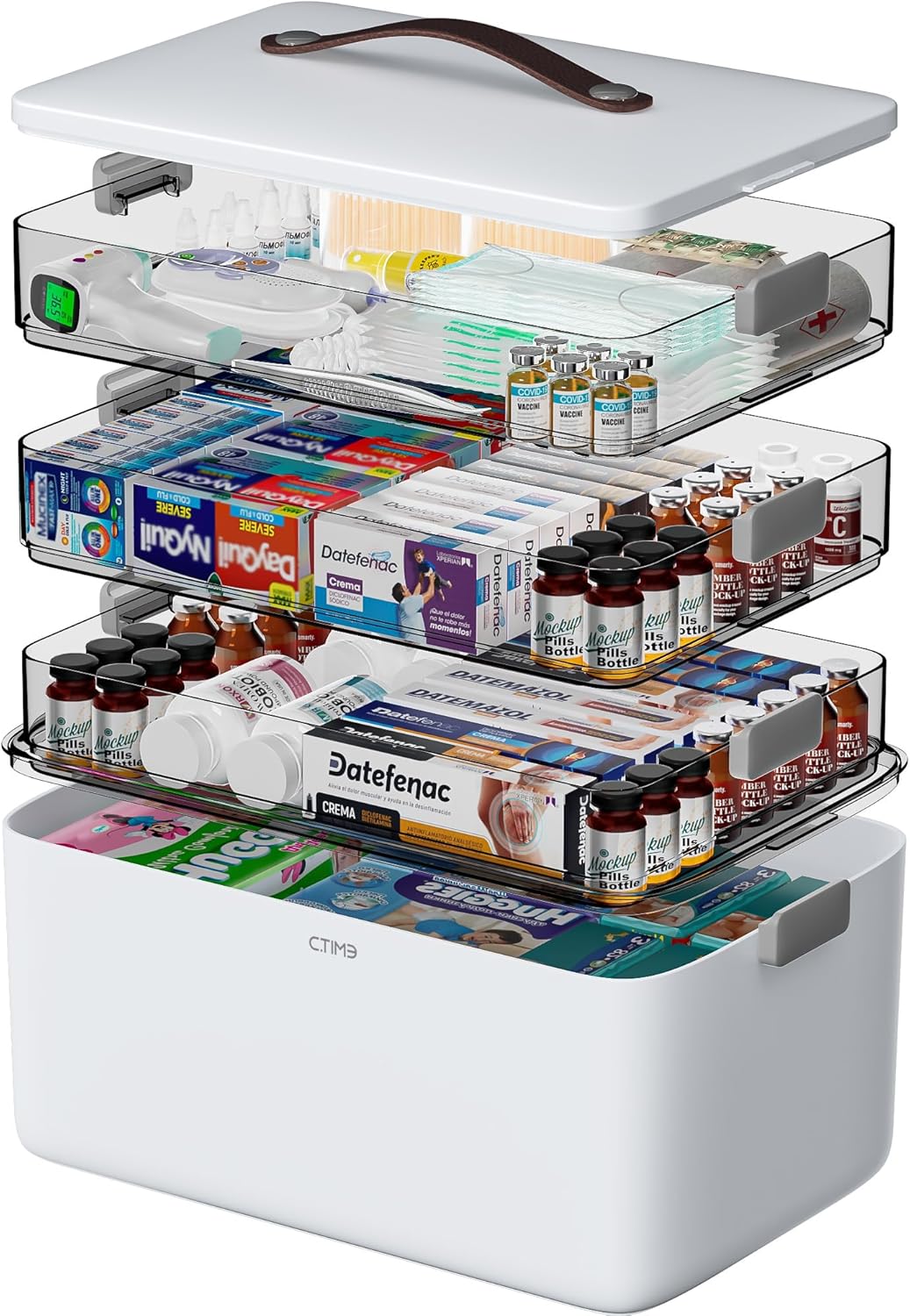 4-Tier Medicine Organizer - Portable Medicine Cabinet with Handle