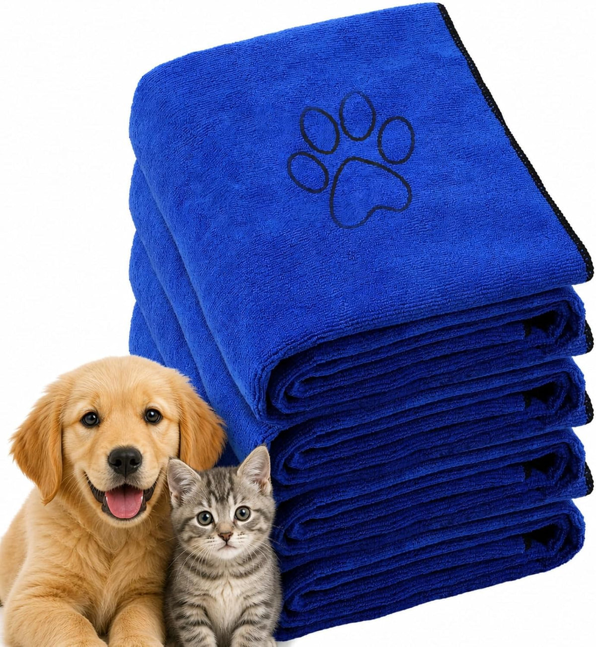 4 Pcs Dog Towels for Drying, 30 x 50 Inch, Blue