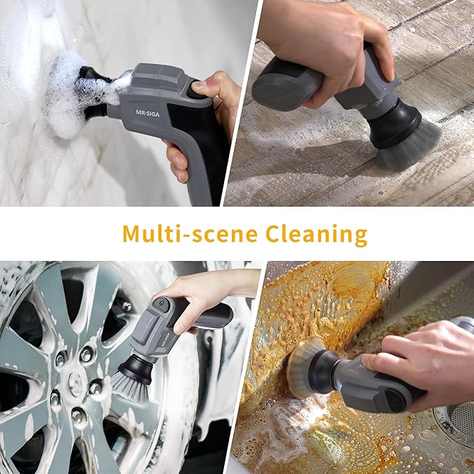 MR.SIGA Electric Spin Scrubber Flat Brush Refills, 3 Pack