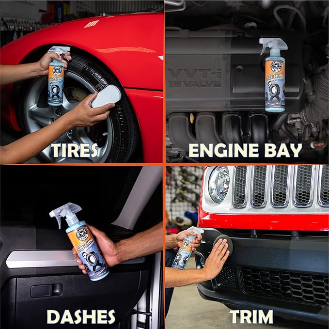 Chemical Guys Tire Kicker Sprayable Extra Glossy Tire Shine Spray, Dry-to-Touch Dressing - Restores Wet Look to Rubber, Vinyl, and Plastic, Safe for Cars, Trucks, Motorcycles, RVs, and More - 16 oz