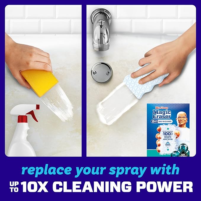 Mr. Clean Magic Eraser Foaming Sponge, All Purpose Cleaner, Dawn Cleaning Power, Wall, Sneaker, Oven Cleaner, Kitchen, Bathroom, Shower Cleaning Supplies, Scrubber, Ultra Foamy, 5ct