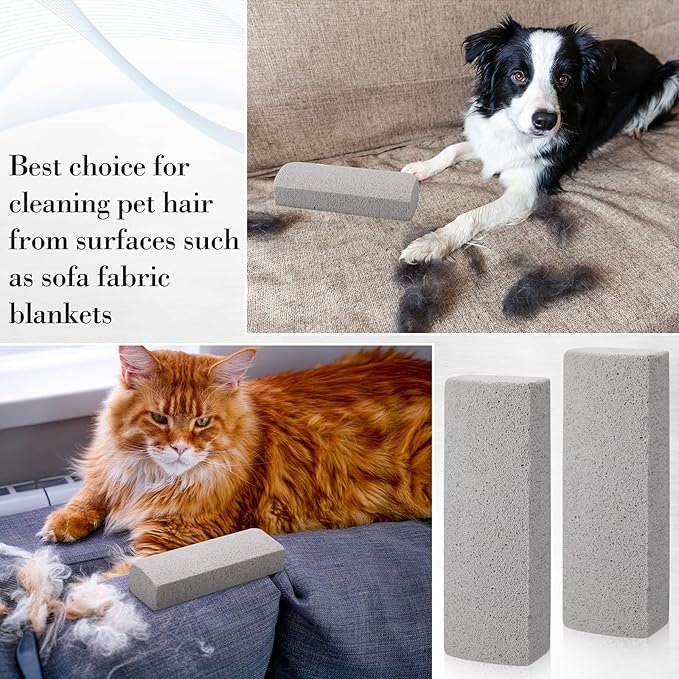 Loopeer 2 Pcs Pet Hair Remover Pumice Stone for Dog Cat Hair Removal Cleaning Pet Fur Stone 6 Inch Dog Fur Cleaning Tool for Car Interior Bedding Carpet Couch Furniture(6 x 2 x 1.6 in)