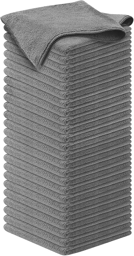 USANOOKS Microfiber Cleaning Cloth Grey - 50 Pcs (12.5"x12.5") - High Performance - 1200 Washes, Ultra Absorbent Microfi