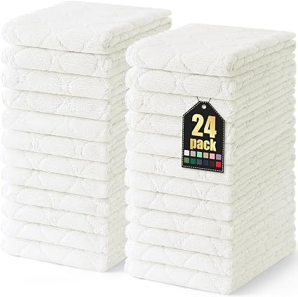 Homaxy 24 Pack Super Soft Absorbent Dish Towels, 10" x 20", White