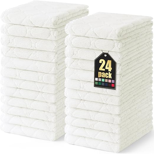 Homaxy 24 Pack Super Soft Absorbent Dish Towels, 10" x 20", White