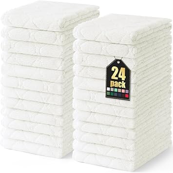 Homaxy 24 Pack Super Soft Absorbent Dish Towels, 10" x 20", White
