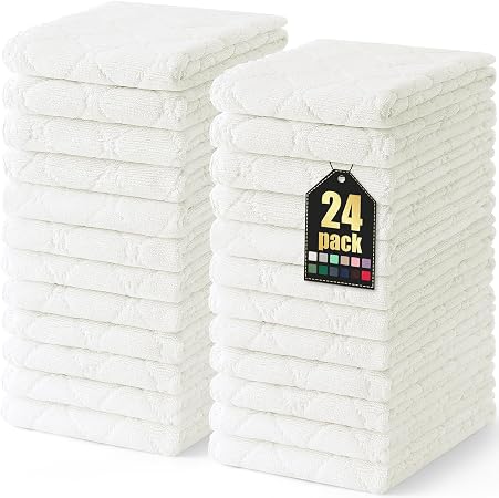 Homaxy 24 Pack Super Soft Absorbent Dish Towels, 10" x 20", White