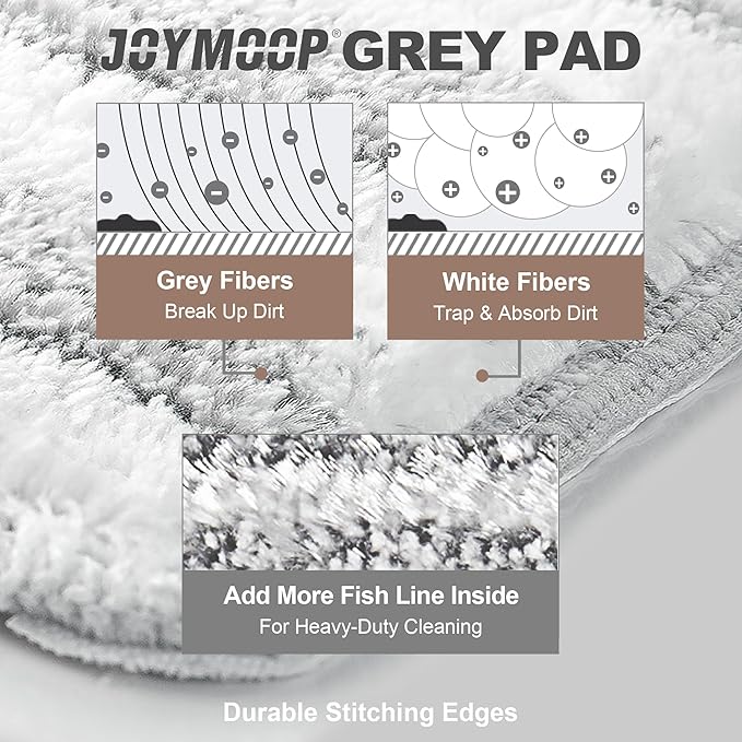 JOYMOOP Flat Mop Replacement Pads, Microfiber Cleaning Refills, Washable Stripe Pads, 13 inch, Pack of 4 for Flat Mop and Mop Bucket System