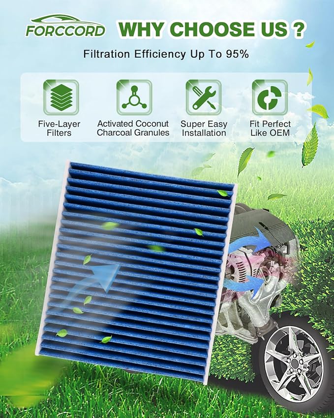 2-PACK Cabin Air Filter Fits for Jeep Gladiator 20-26 V6 3.6L, Wrangler 18-26 L4 2.0L/V6 3.6L, Wrangler 21-26 V8 6.4L Activated Carbon Cabin Filter Replacement for 68301863AA Accessories