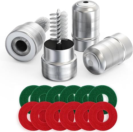 LotFancy Battery Terminal Cleaners (2 pcs), Plus 12 pcs Battery Terminal Anti-Corrosion Fiber Washers (6 Red & 6 Green) 