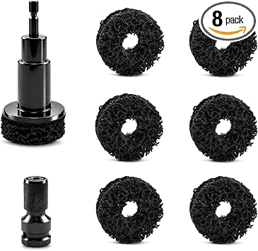 Wheel Hub Cleaning Tool & Wheel Stud Cleaner, 8-Piece Rust Removal Kit for Brake Rotor & Hub Service, Fits 1/2-Inch Driv
