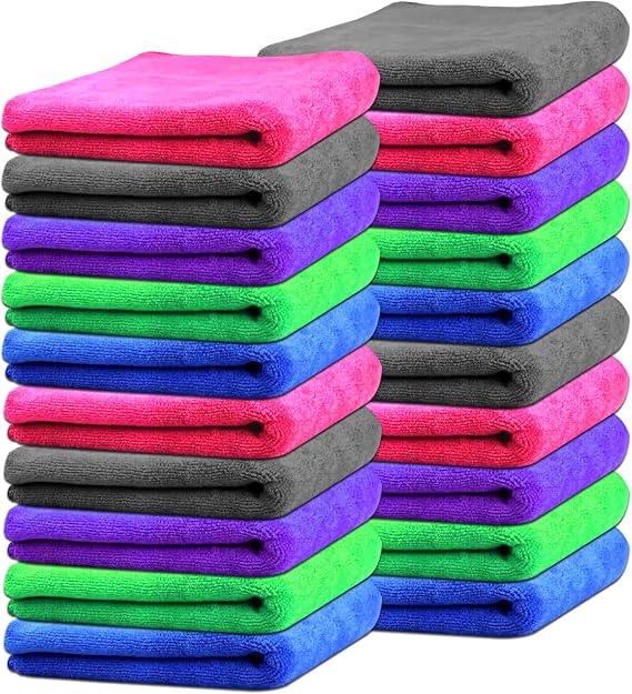 450GSM Commercial Grade Microfiber Cleaning Towels Cloth Thick no-Scratch 12" Inch x 12" Inch Car Wash Drying Detailing 