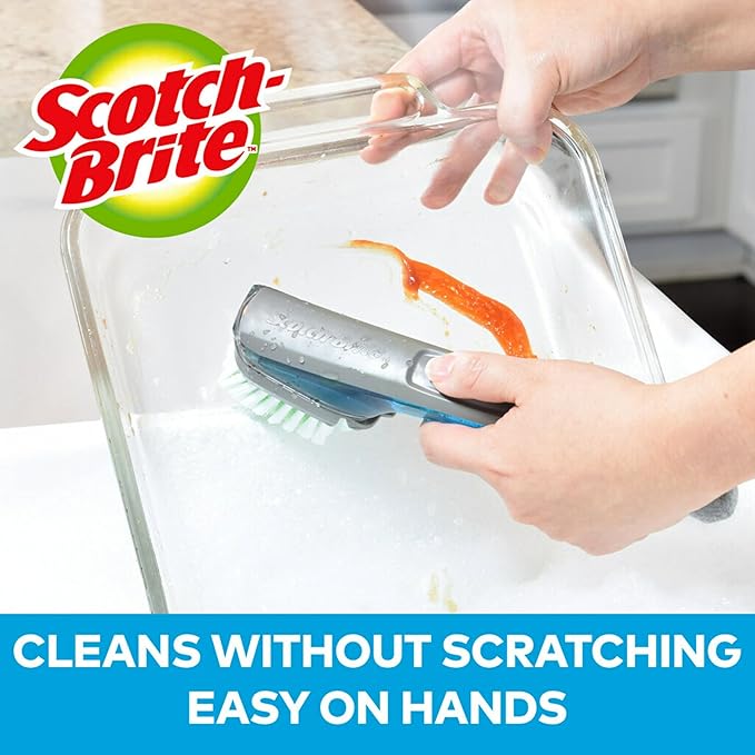 Scotch-Brite Odor Resist Soap Control Dishwand Brush, 1 Cleaning Dish Wand Brush, Precise Soap Control, Leak-Free Guarantee, Safe on Dishes, Nonstick Cookware, Tubs (Pack of 4)