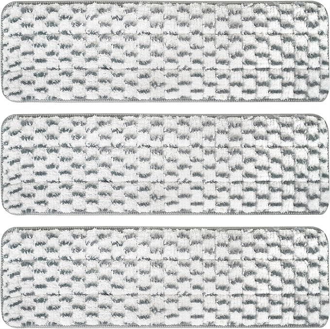 3 Pack Microfiber Cleaning Pads for White Gray 18 inches, Reusable Microfiber Mop Pads for 18 Inch Mop, Hardwood Floor Replacement Cleaning Mop Pads, Machine Washes