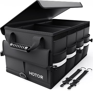 HOTOR Car Trunk Organizer - Foldable Car Storage for SUV, 2 Compartments