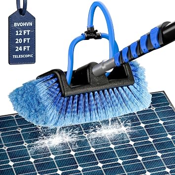 Soft Bristles Solar Panel Cleaning Brush, 12 FT Solar Panel Cleaner Kit, Including Water Fed Brush | Extendable Long Han