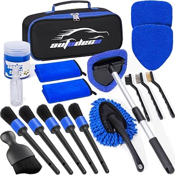 Windshield Cleaner Tool, 17Pcs Car Interior Detailing Kit, Detailing Brush, Towels, Duster, Car Cleaning Kit Interior fo