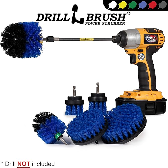 Ultimate Boat Cleaning Kit with 7 Inch Extension - Pool Cleaning Accessories - Carpet Cleaner - Boat Deck Brush - Water Slide Cleaning Tool - Hot Tub - Pool Scrubbing Brush Set - Aquatic Cleaning Tool