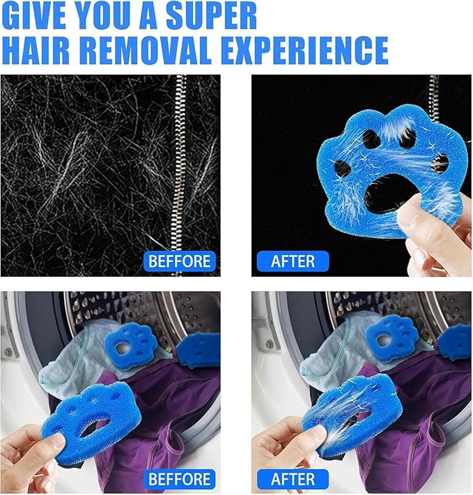 Reusable Pet Hair Remover, Effective Cat and Dog Hair Collector for Washing Machine and Dryer Fluff and Fur Remover for Clothing, Bedding, Safe and Durable, Fits All Fabrics (6)