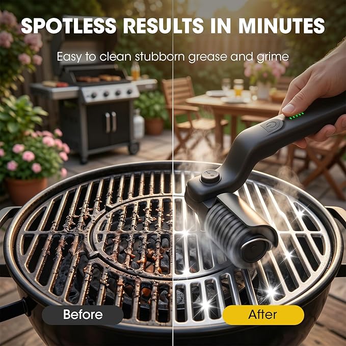Electric Grill Brush, Electric Grill Cleaner Brush for Outdoor Grill, Cordless Rechargeable BBQ Grill Cleaning Brush, Power Barbecue Grill Brush, Motorized Grill Brush with 3-Speed & Adjustable Angle