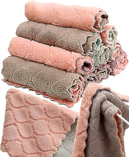 12 Pack Kitchen Towels Quick Dry Washcloths, Coral Velvet Dishtowels Multipurpose Reusable Dish Cloths, Soft Tea Towels 