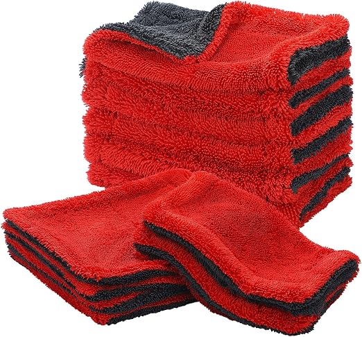 Hahafelt Microfiber Car Drying Towel 6-Pack, Dual-Sided Double-Twist Pile Wash Pad for Cars Detailing, Streak-Free Clean