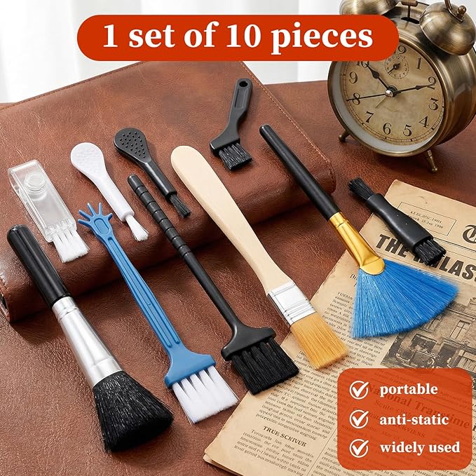 Keyboard Cleaner - 10 Pcs Mini Anti Static Laptop Cleaning Kit - Nylon Dust Brushes for Keyboard, Computer Motherboard, Fans, Camera & Small Spaces Electronic Devices