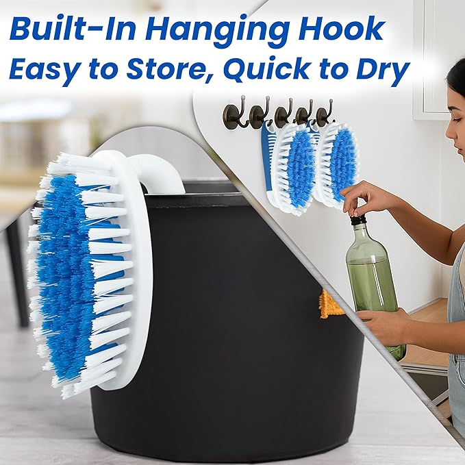 Scrub Brush, 2 Size Household Cleaning Brushes with Stiff Bristles, Scrubbing Brush for Carpet, Shower, Bathtub, Kitchen, Pool Tile, Bathroom Scrubber