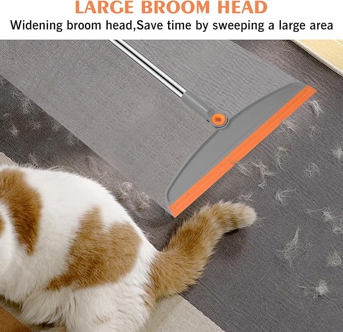 Multifunction Silicone Broom, 54 Inch Long Handle Silicone Floor Squeegee Broom, Sweep and Scrape 2 in 1 Household Cleaning Rubber Broom for Floor, Bathrooms, Kitchens, Showers, Tile, Pet Hair, Glass