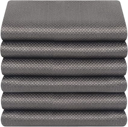 SINLAND Microfiber Glass Cleaning Cloth Streak Free Magic Towels Grey