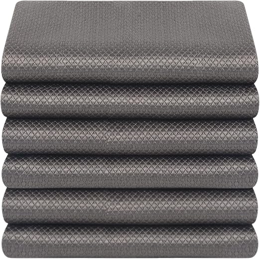 SINLAND Microfiber Glass Cleaning Cloth Streak Free Magic Towels Grey