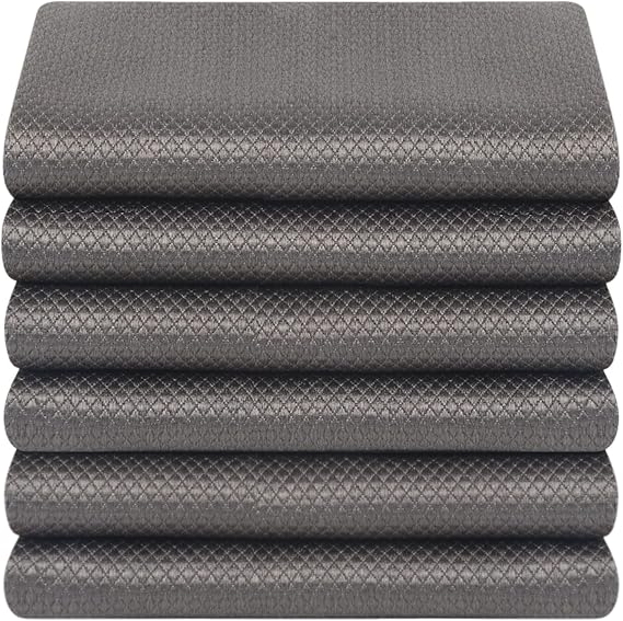 SINLAND Microfiber Glass Cleaning Cloth Streak Free Magic Towels Grey