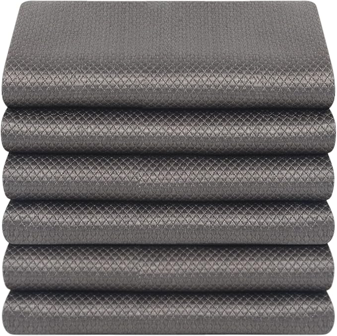 SINLAND Microfiber Glass Cleaning Cloth Streak Free Magic Towels Grey