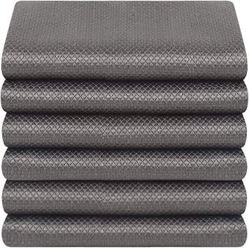 SINLAND Microfiber Glass Cleaning Cloth Streak Free Magic Towels Grey