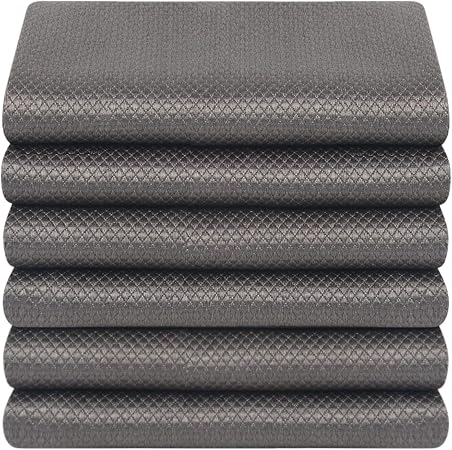 SINLAND Microfiber Glass Cleaning Cloth Streak Free Magic Towels Grey