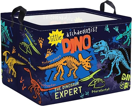 Clastyle Large Boho Dinosaur Pterosaur Boy Book Toy Storage Basket Dino Palm Tree Clothes Laundry Hamper for Kid Room Nu